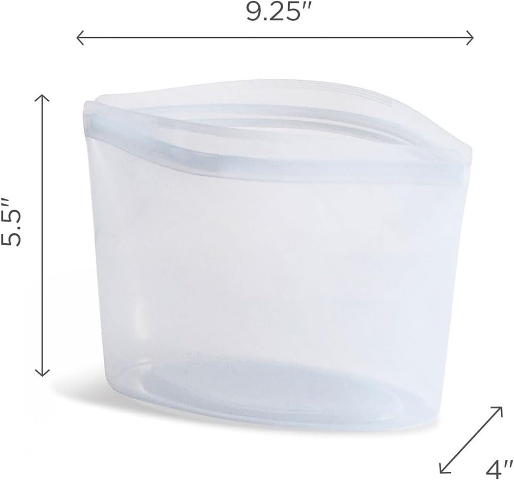 Stasher Premium Silicone Reusable Food Storage Bowl, 4-Cup, Clear, Microwave, Sous Vide