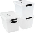 Bringer 4-Pack Clear Plastic Latching Storage Box, 18 L Storage Bin with Handle