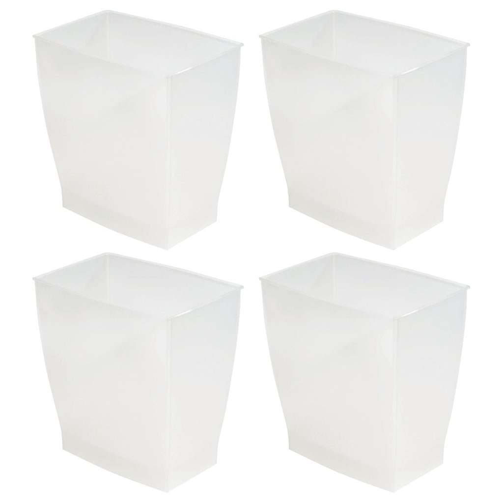 iDesign Small Rectangular Bathroom Trash Cans - Set of 4 - Frost