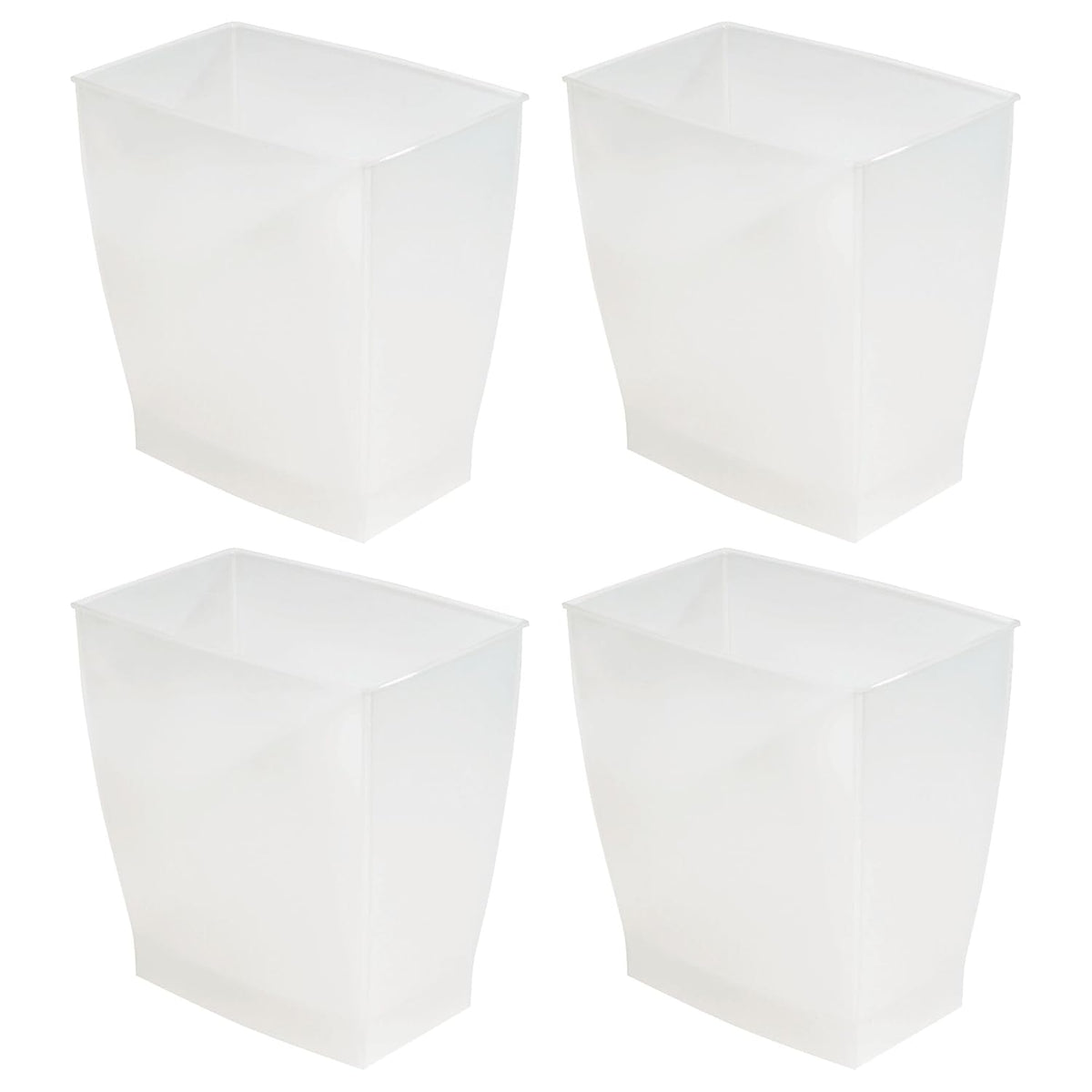 iDesign Small Rectangular Bathroom Trash Cans - Set of 4 - Frost