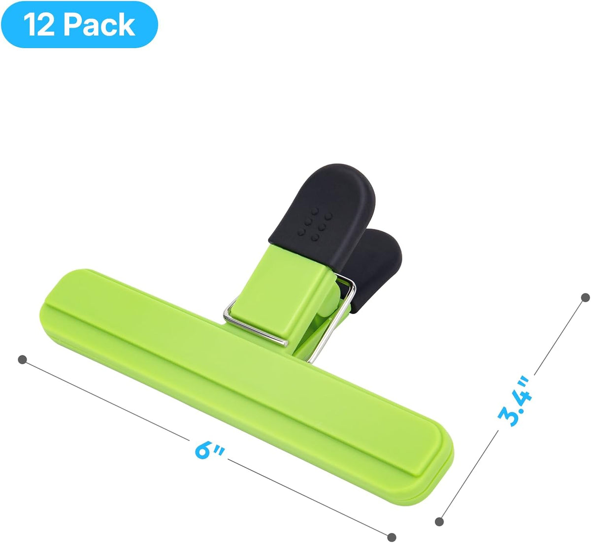 OWLKELA Chip Clip, 12 Pack Colors Wide Open Bag Clips for Food Storage, Heavy Duty Seal Grips