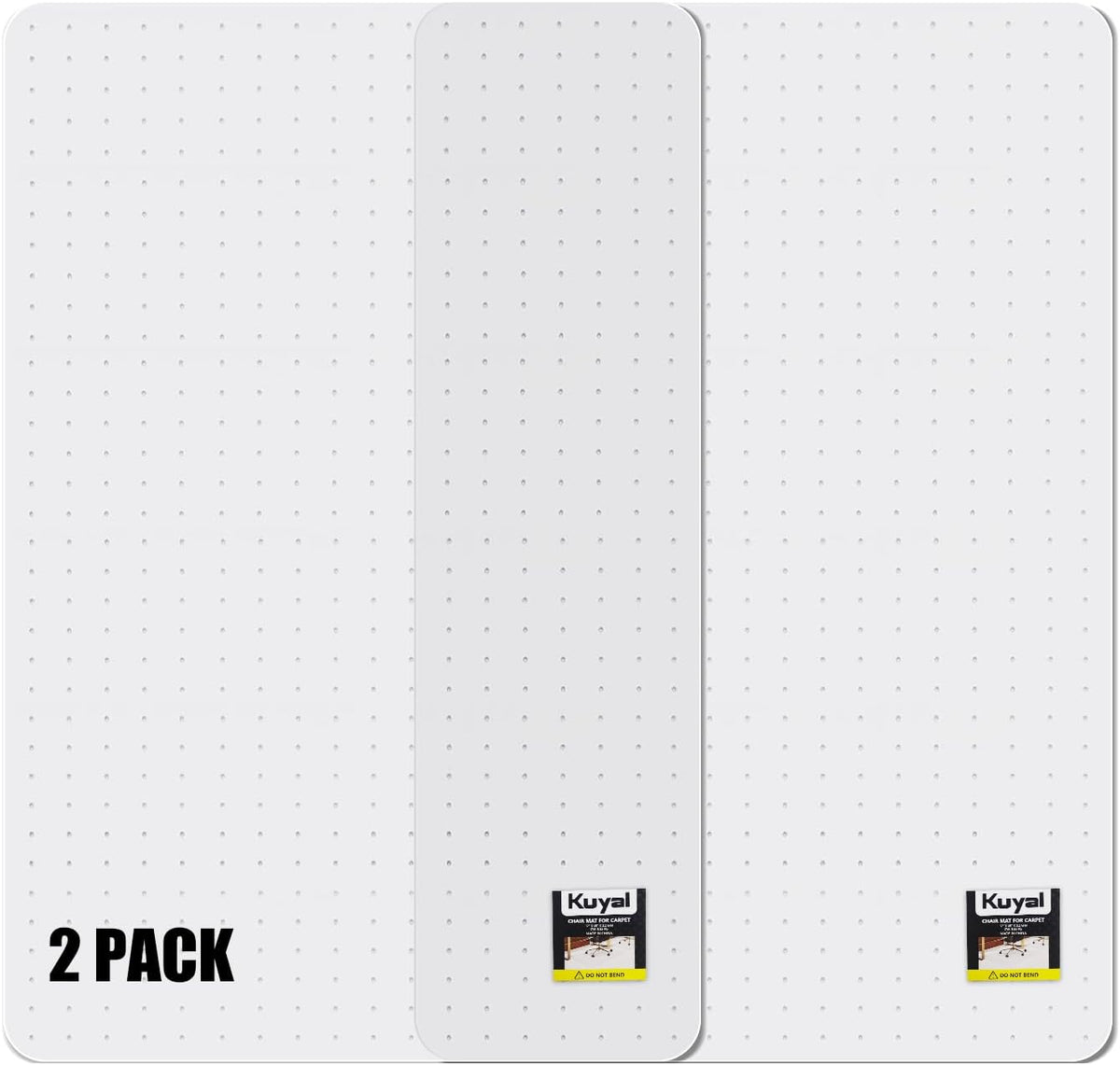 Kuyal Office Chair Mat for Carpet, 2 Pack 32x 49 Clear Heavy Duty Computer Chair Mat, Under Desk