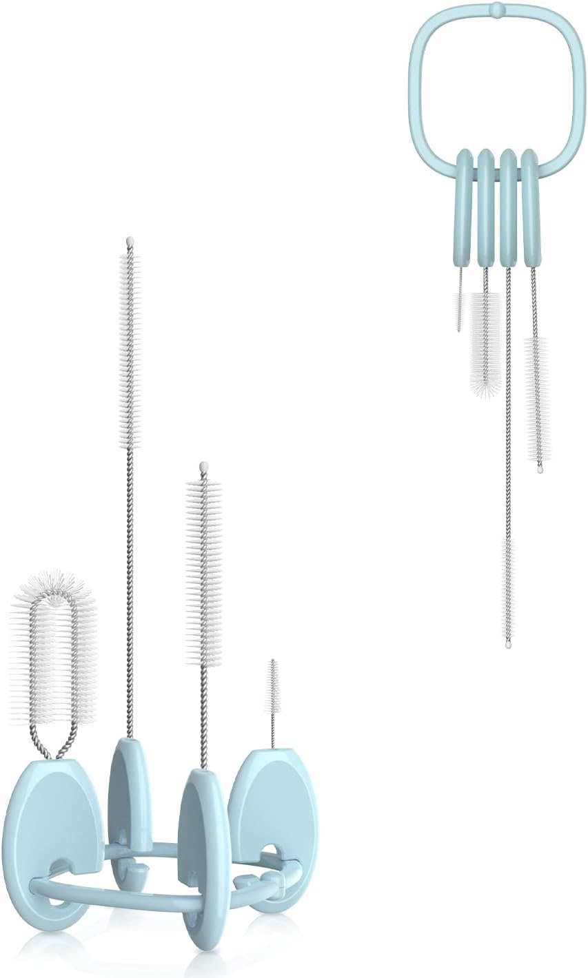 YOTIME Standing Straw Cleaner Brush Set, 4in1 Reusable Straw Brushes with Holder Ring, for Baby