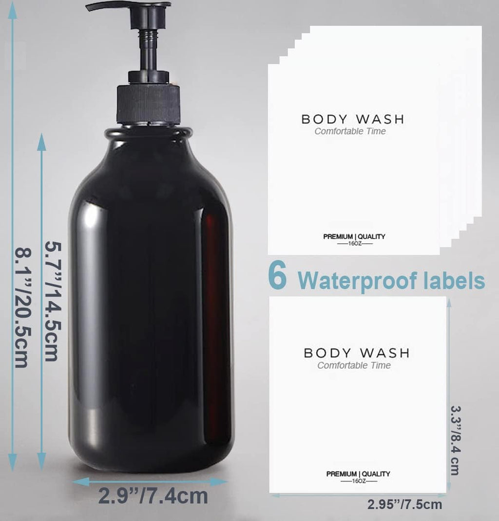 3 Pack of Shampoo and Conditioner Bottles - Apothecary Dispenser Bottle for Bathroom and Kitchen