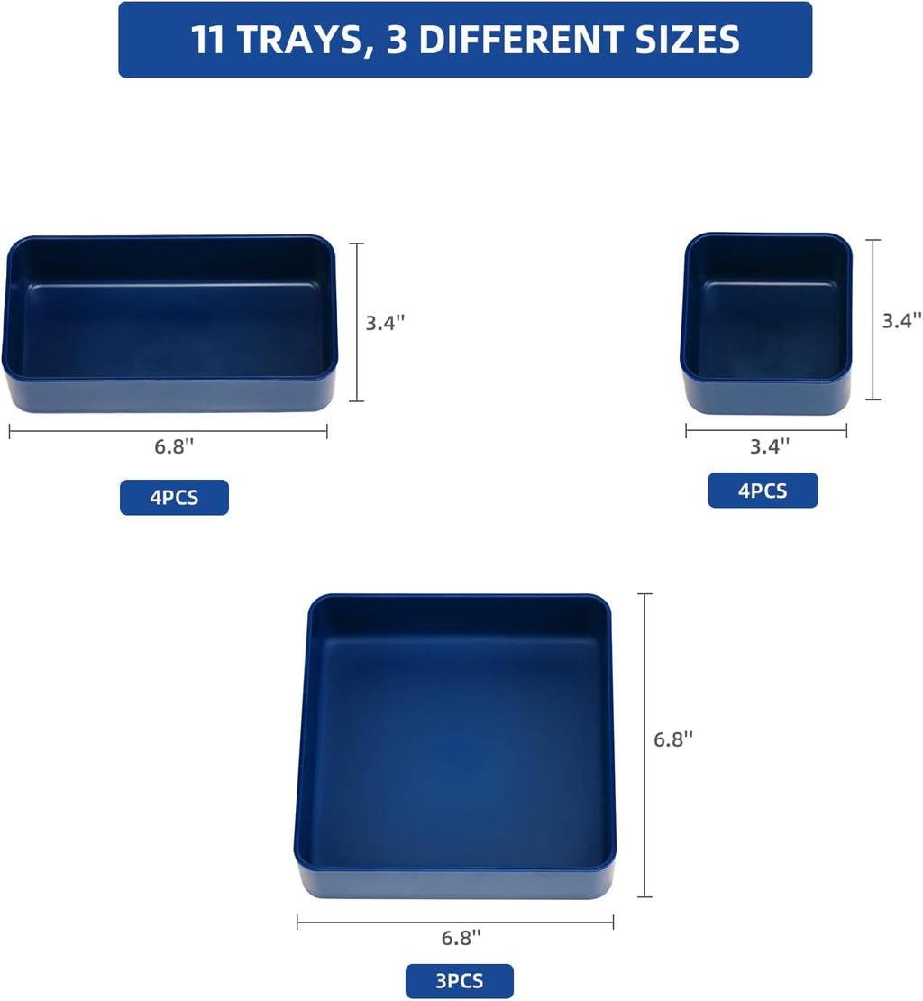 11-Piece Stackable Drawer Organizer Set, Multi-size Desk Drawer Organizer Trays Vanity Storage Bins