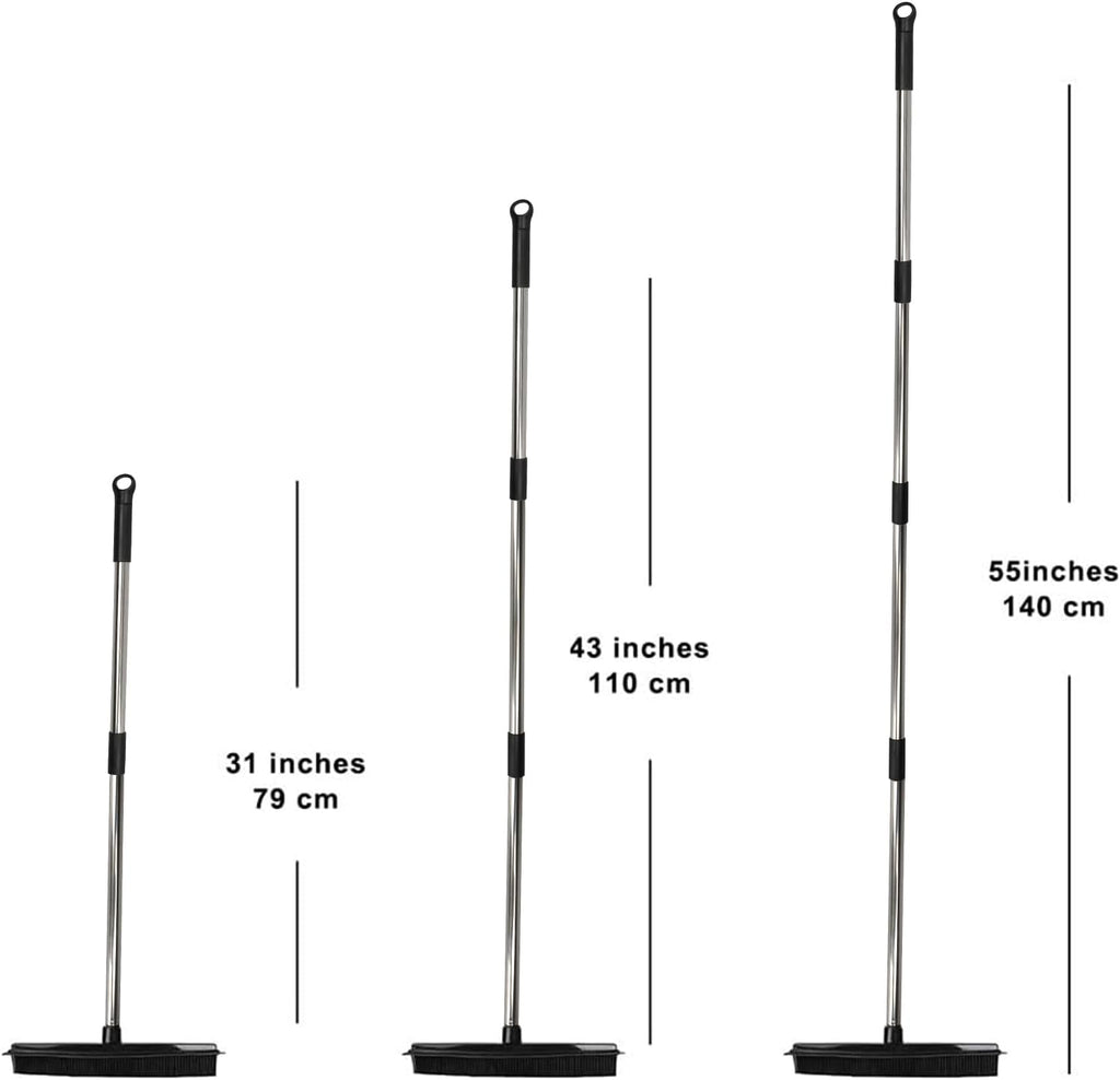 Pet Hair Rubber Broom Floor Brush for Carpet Dog Hair Remover with Built in Squeegee Silicone Broom