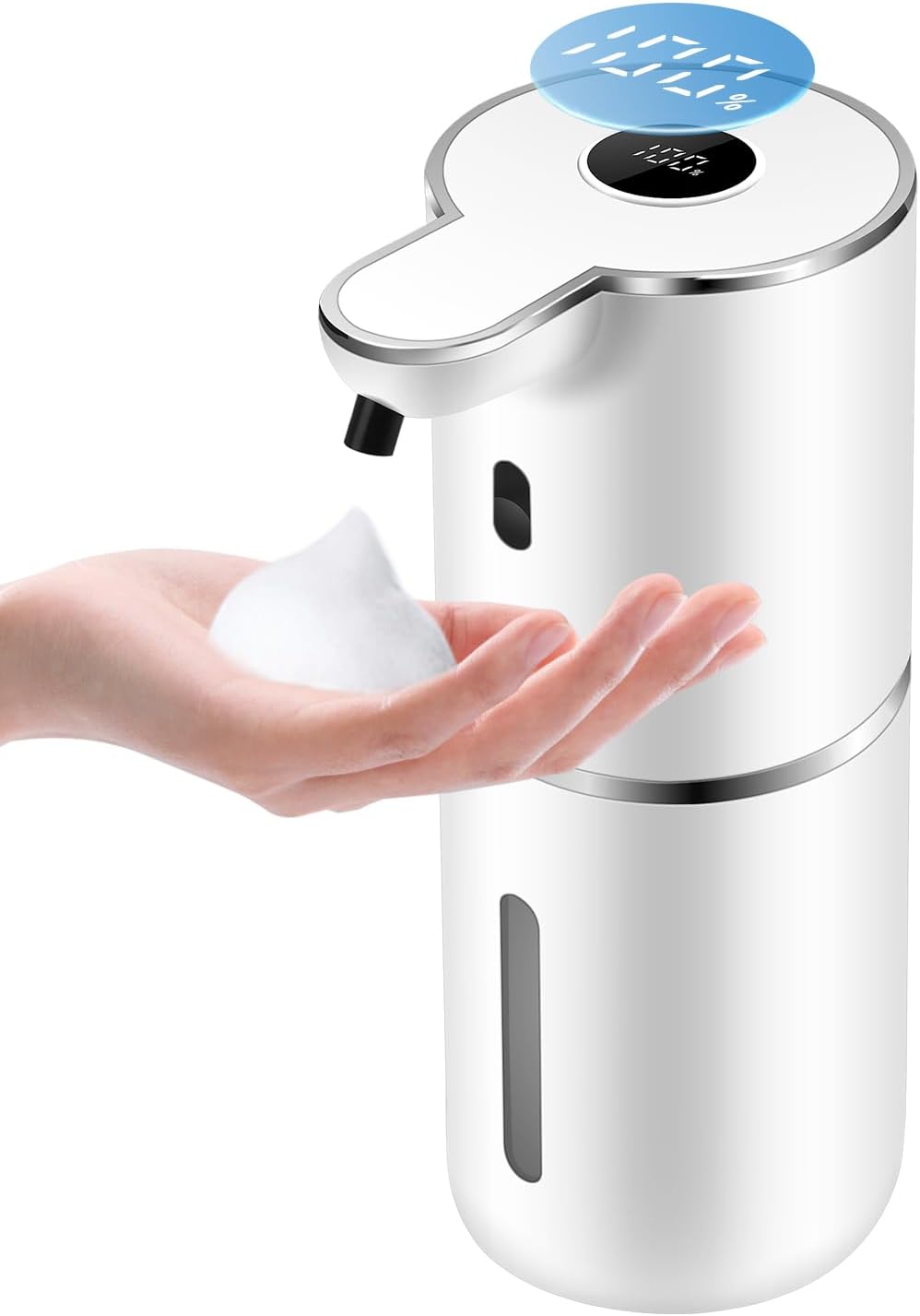 Automatic Foaming Soap Dispenser 12.8oz, Rechargeable & 6 Levels Foaming Adjustable with Digital