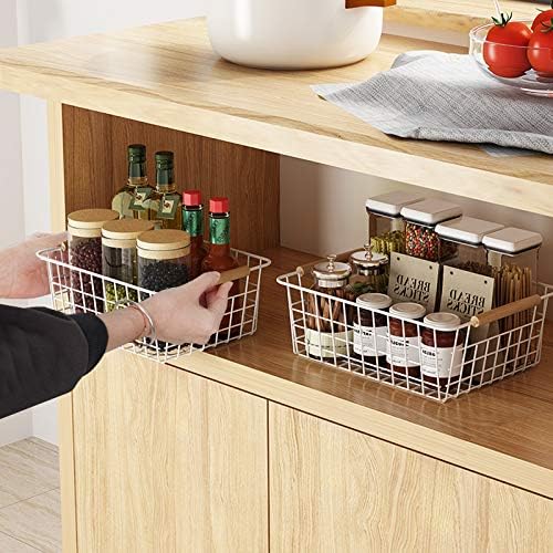Kitchen Wire Baskets Farmhouse Decor Metal Food Storage Organizer,Household Refrigerator Bin with