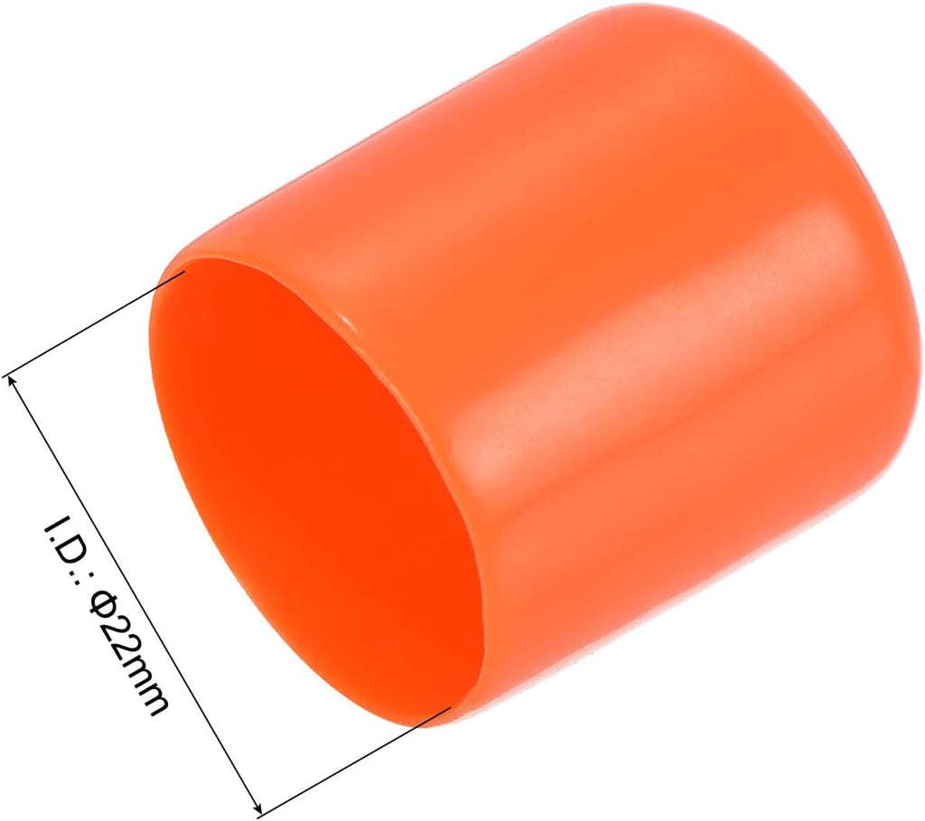 uxcell 20pcs Rubber End Caps 22mm ID Vinyl Round Tube Bolt Cap Cover Screw Thread Protectors Orange
