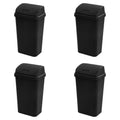 Sterilite 4-Pack Swing Top Wastebasket, Sleek Square Profile Trash Can, 13 Gallon, Black - Modern