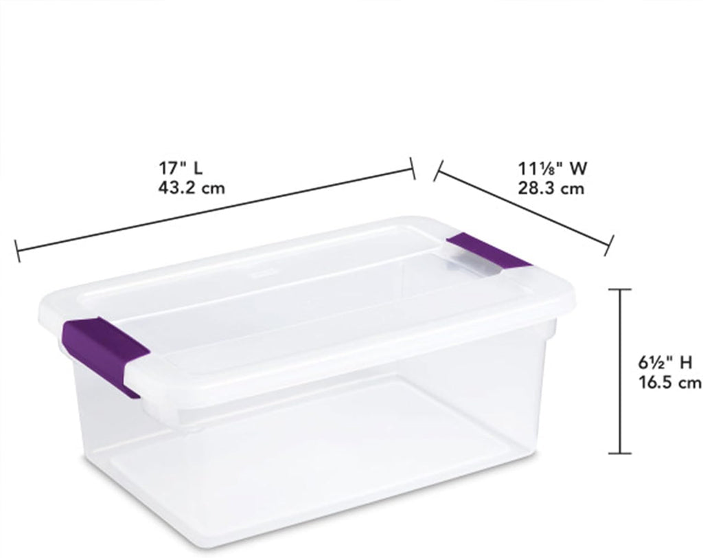 Sterilite 12-Pack 15 Quart ClearView Latch Box, Stackable Organizer Bins with Latching Lids - Clear