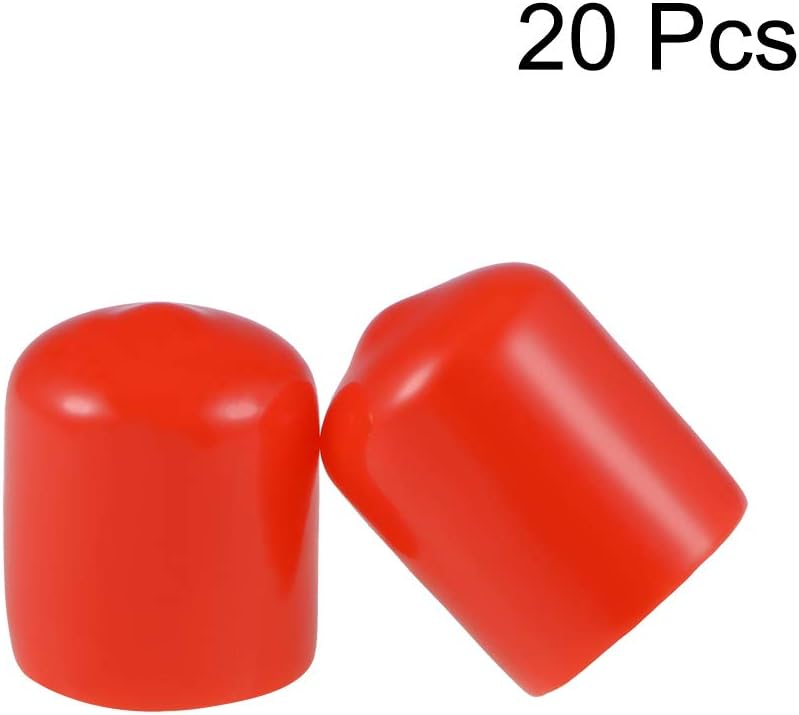 uxcell 20pcs Rubber End Caps 15mm ID Vinyl Round Tube Bolt Cap Cover Thread Protectors Red