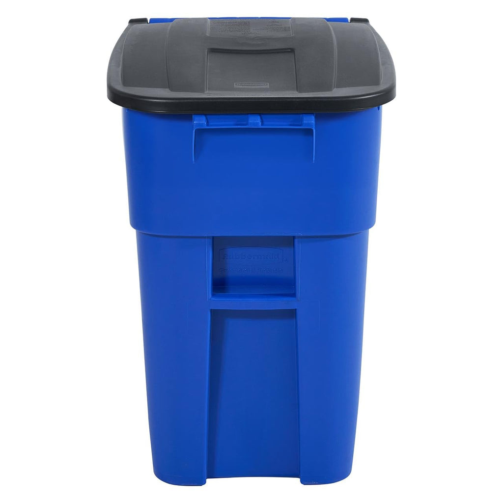 Rubbermaid Commercial Products BRUTE Rollout Trash/Garbage Can/Bin with Wheels, 50 GAL, Blue, for