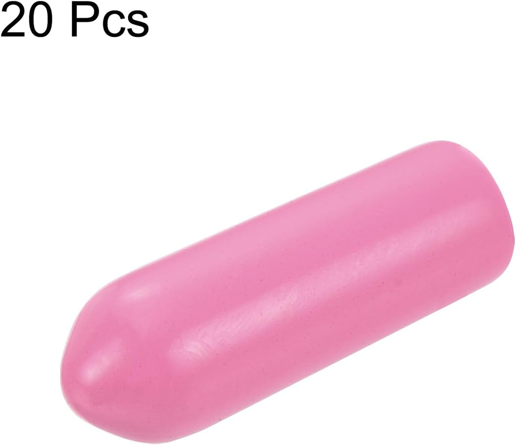 uxcell 20pcs Rubber End Caps 4mm ID Vinyl PVC Round Tube Bolt Cap Cover Screw Thread Protectors Pink