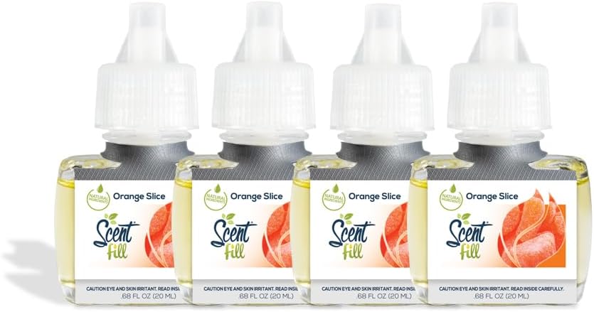 Scent Fill Orange Slice Plug in Air Freshener, 4 Scented Oil Refills
