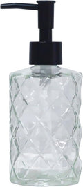 Crystal Glass Soap Dispenser, 12oz Clear Bathroom Hand Dispenser, Lotion Dispenser with Black