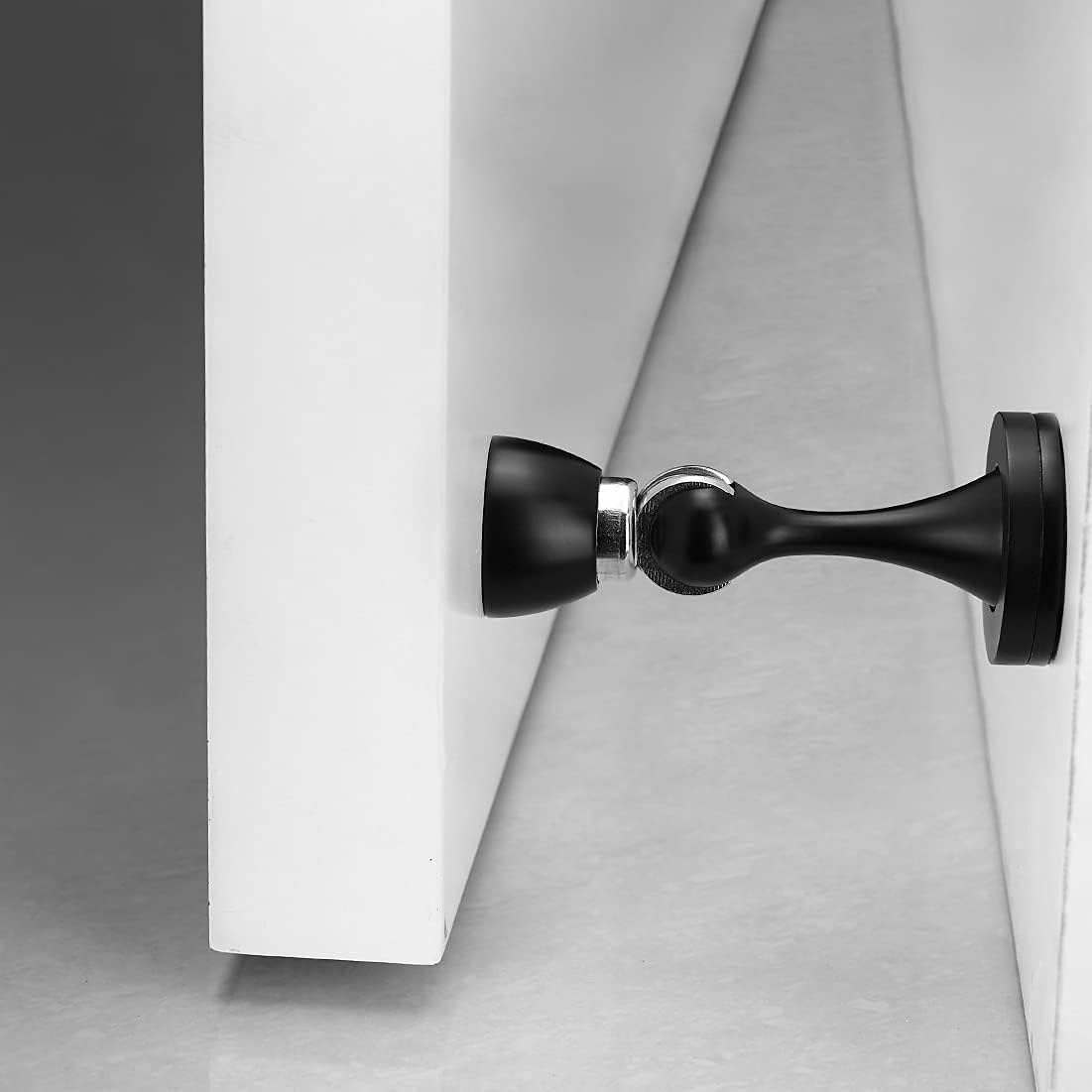 YAGU Door Stopper 4 Pack Magnetic Door Stops, Zinc Alloy Matte Black Door Catch Door Holder Wall
