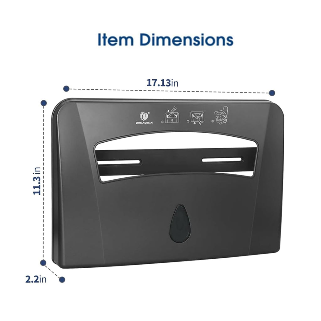 Toilet Seat Cover Dispenser (2-Pcs), Wall Mounted Compatible with Half-fold, CHUANGDIAN, Dark Grey