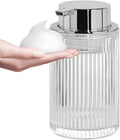 Clear Foaming Soap Dispenser, 12 Oz Glass Foaming Hand Soap Dispenser with Silver Pump, Bathroom
