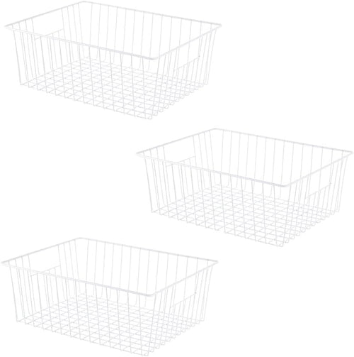 16" L x 12" W Wider Freezer Storage Organizer Baskets Container, Metal Wire Chest Upright