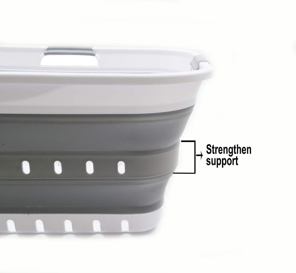 SAMMART 42L (11 gallon) Collapsible Plastic Laundry Basket - Foldable Pop Up Storage