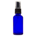 1 oz Cobalt Blue Boston Round Glass Bottle with Black Fine Mist Sprayer 12/bx