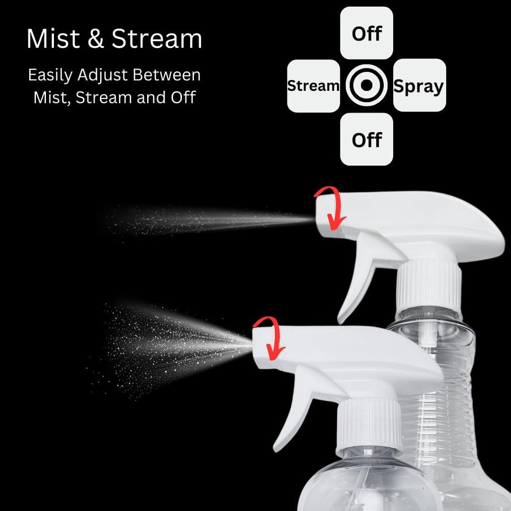 4-Pack White Trigger Sprayers - Heavy Duty Dual Misting and Stream Spray Bottle. Perfect Sprayer