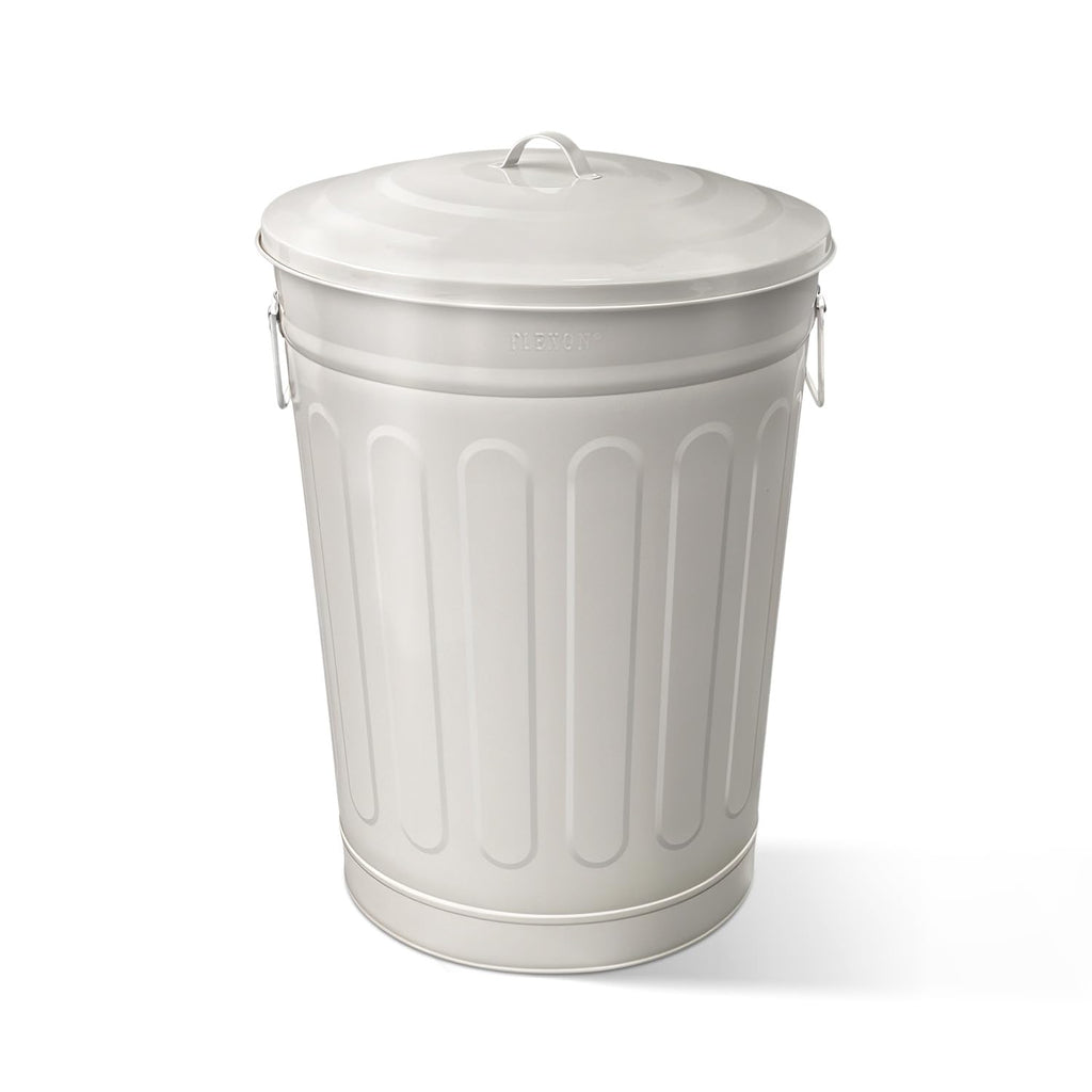 Plexon Round Trash Can 13 Gallon, Vintage Metal Outdoor Trash Can with Lid, Retro Farmhouse Garbage
