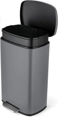 8 Gal Kitchen Trash Can, 30L Recycling or Garbage Bin, Brushed Stainless Steel Waste Basket
