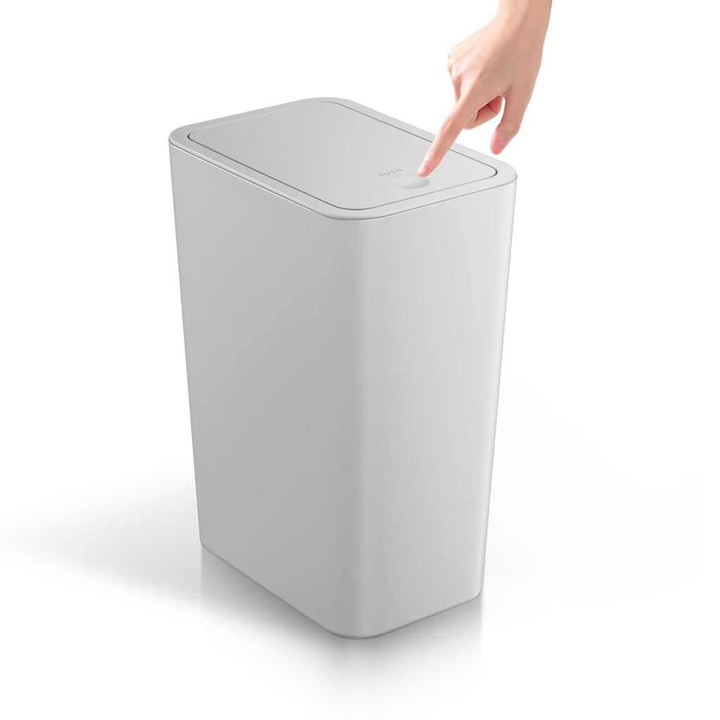 TIPGO Bathroom Trash Can with Lid, 4 Gallon / 15 Liter Small Garbage Can, Press Top Bin, Plastic