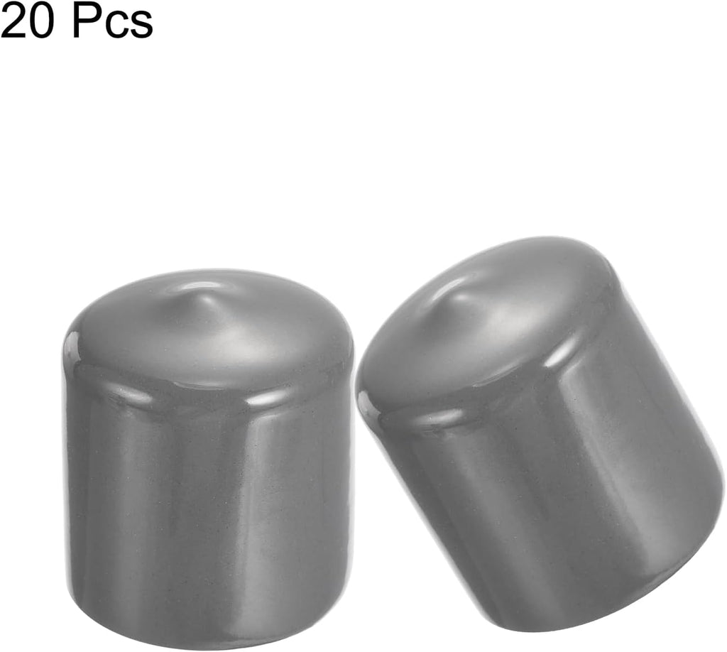 uxcell 20pcs Rubber End Caps 30mm ID Vinyl Cap Cover Screw Protectors Dark Grey