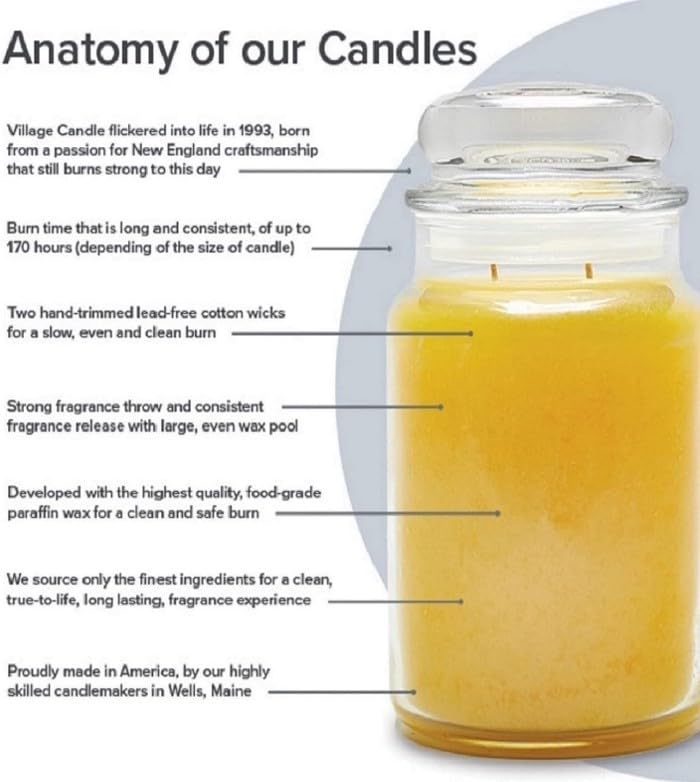 Village Candle Spiced Vanilla Apple, Large Glass Apothecary Jar Scented Candle, 21.25 oz, Ivory