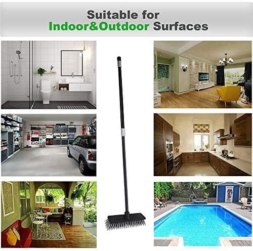 Floor Scrubbing Brush Stiff Bristles with 49.6 inches Telescopic Long Handle, Yard Brush Concrete