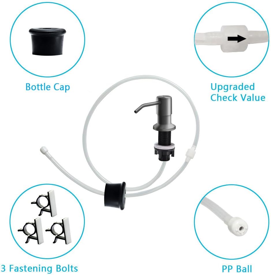 Soap Dispenser for Kitchen Sink, in Sink Soap Dispenser Pump, 47" Silicone Extension Tube Connect