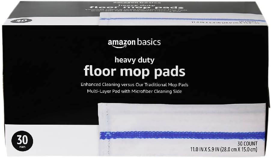 Amazon Basics Heavy Duty Floor Mopping Pads with Microfiber, Fits Swiffer WetJet Mopping Systems