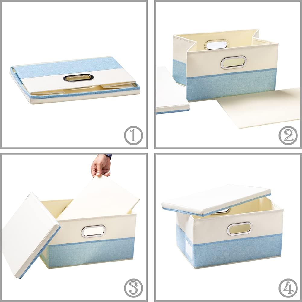 PRANDOM Collapsible Storage Bin with Lid [3-Pack] Fabric Foldable Storage Box Organizer Container