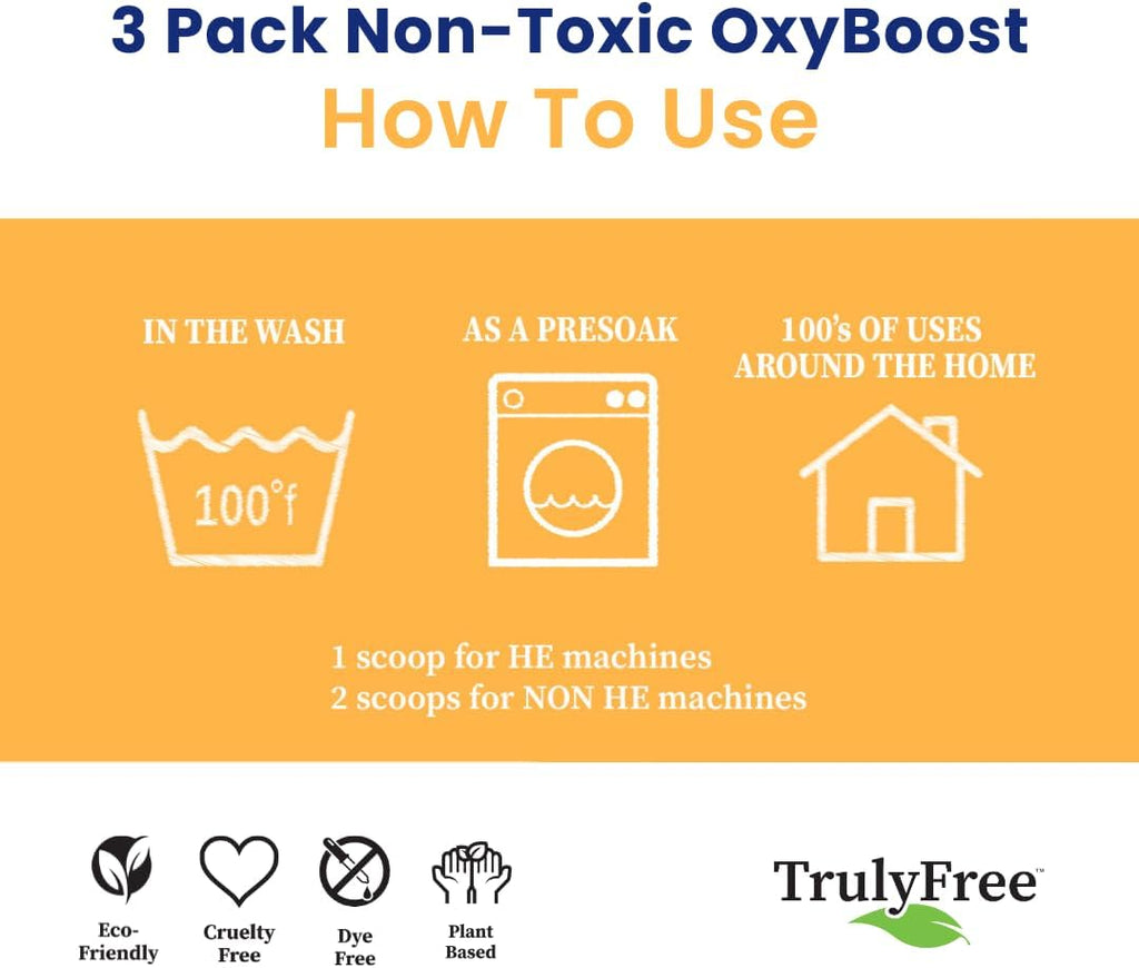 Truly Free OxyBoost - Oxygen Whitener & Clothes Stain Remover Laundry Detergent Powder with Sodium