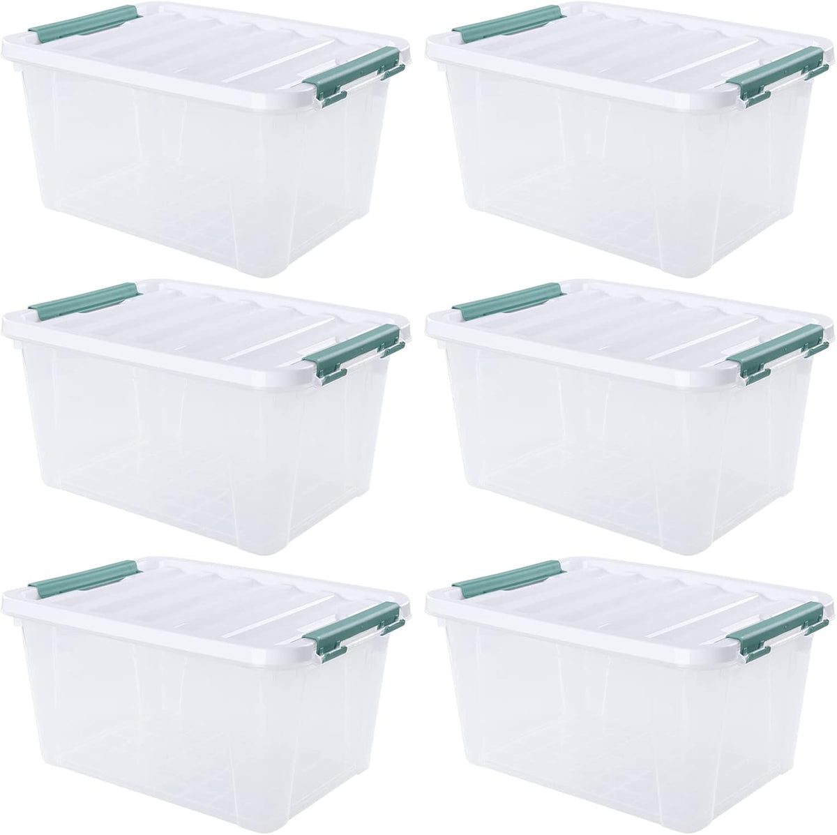 Xyskin 6-Pack 20 Quart Plastic Storage Boxes, Latching Storage Bin Box, Clear