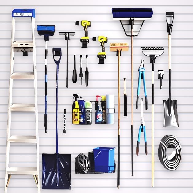 NeatiEase Slatwall Panel Wall Storage Systems, 2 x 4ft Slat Wall Paneling Garage Wall Organizer