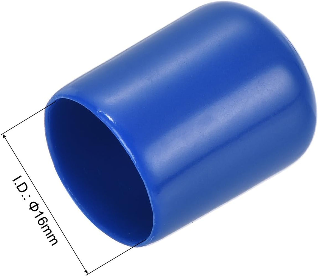 uxcell 20pcs Rubber End Caps 16mm ID Vinyl Round Tube Bolt Cap Cover Screw Thread Protectors Blue