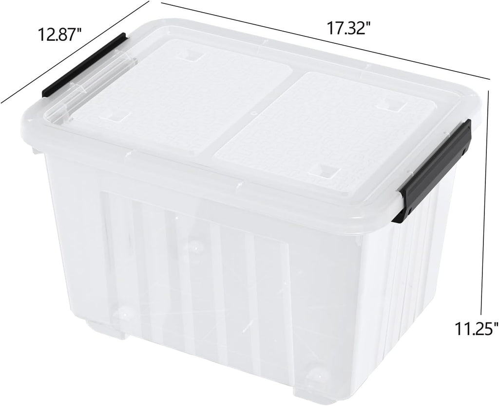 Zopnny 30 Quart Plastic Stacker Box, Large Storage Bin Container with Latching Lids and Wheels for