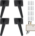 4PCS 6 Inch Matte Black Tapered Angled Legs for Furniture, Metal Mid Century Mordern Feet, Heavy