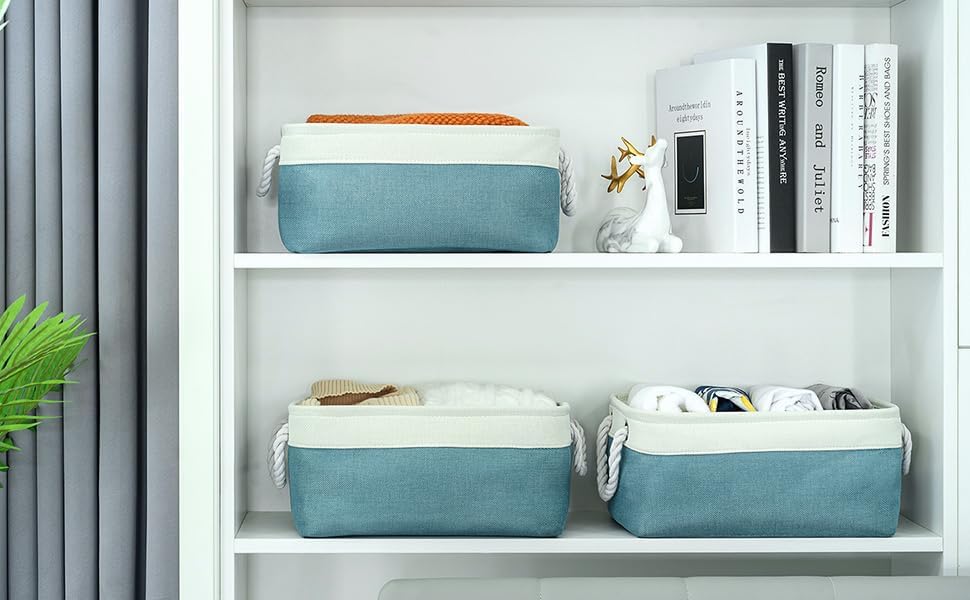 TheWarmHome Fabric Storage Bins Baskets for Organizing,Sturdy Storage Basket W/Handles, Decorative