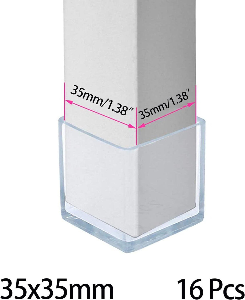 16 Pcs Transparent Square Anti-Slip Rubber Leg Tips Chair Leg Caps Furniture Floor Protectors Chair