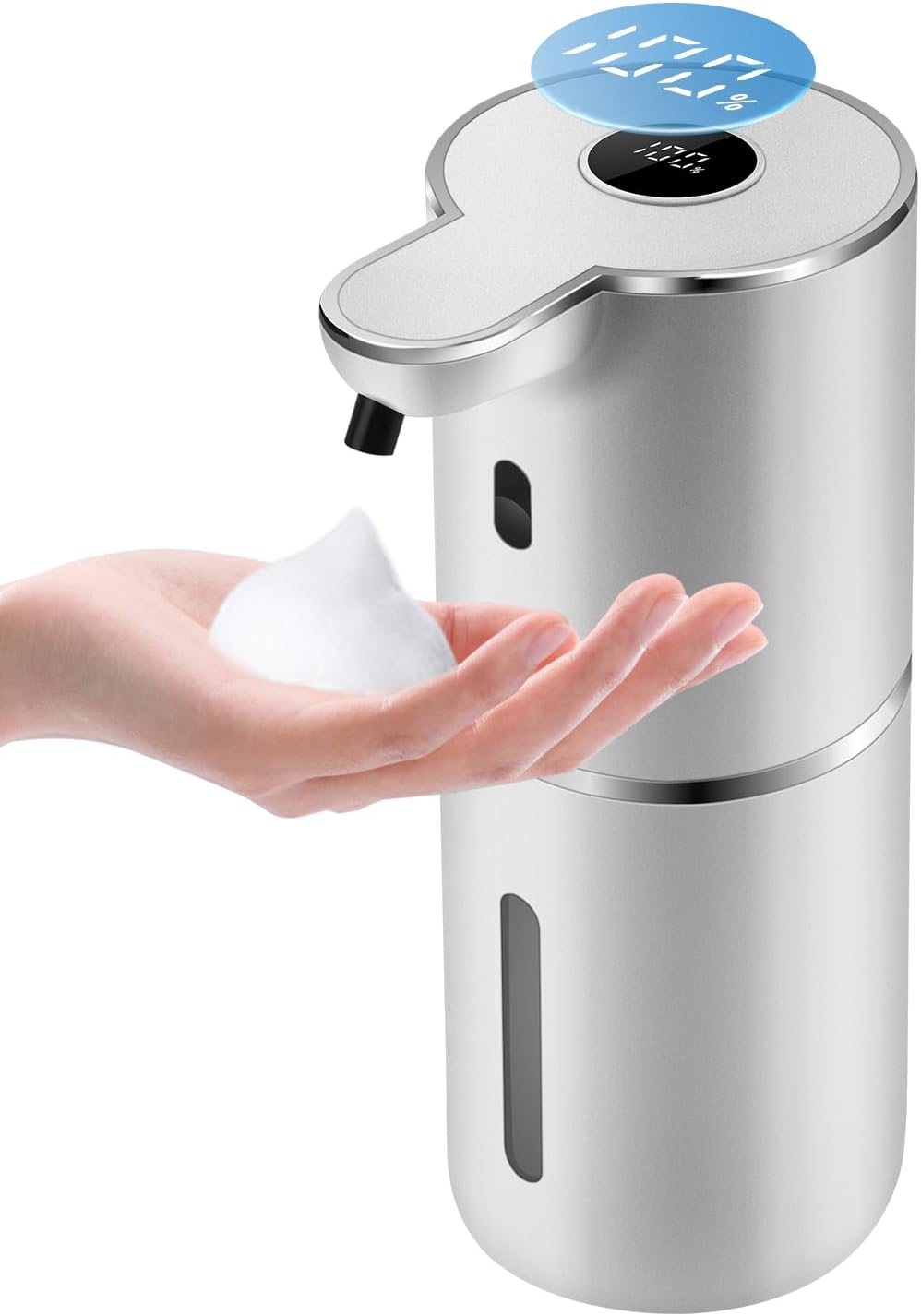 Automatic Foaming Soap Dispenser 12.8oz, Rechargeable & 6 Levels Foaming Adjustable with Digital