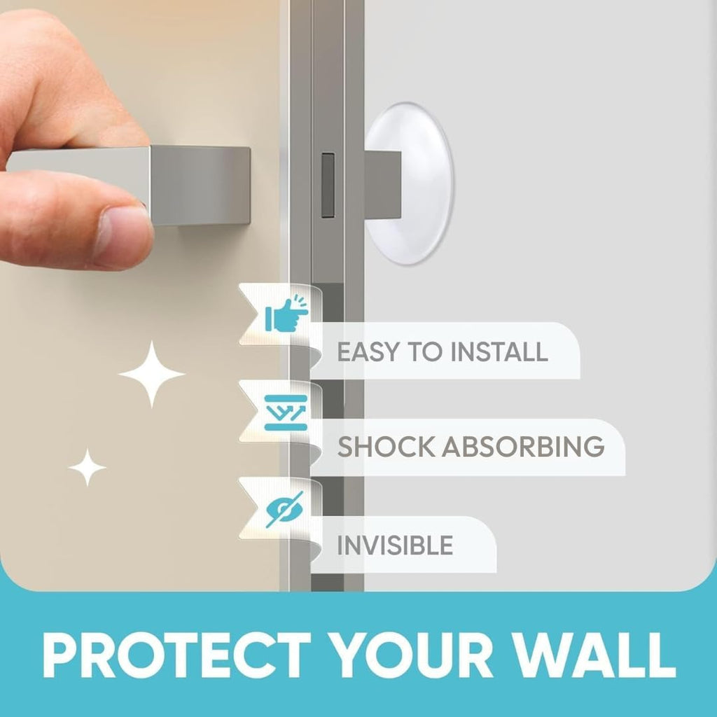 Strongest Home Wall Door Handle Stopper Set. 7 Pieces of White Silicone Door Knob 1.57", Round Wall