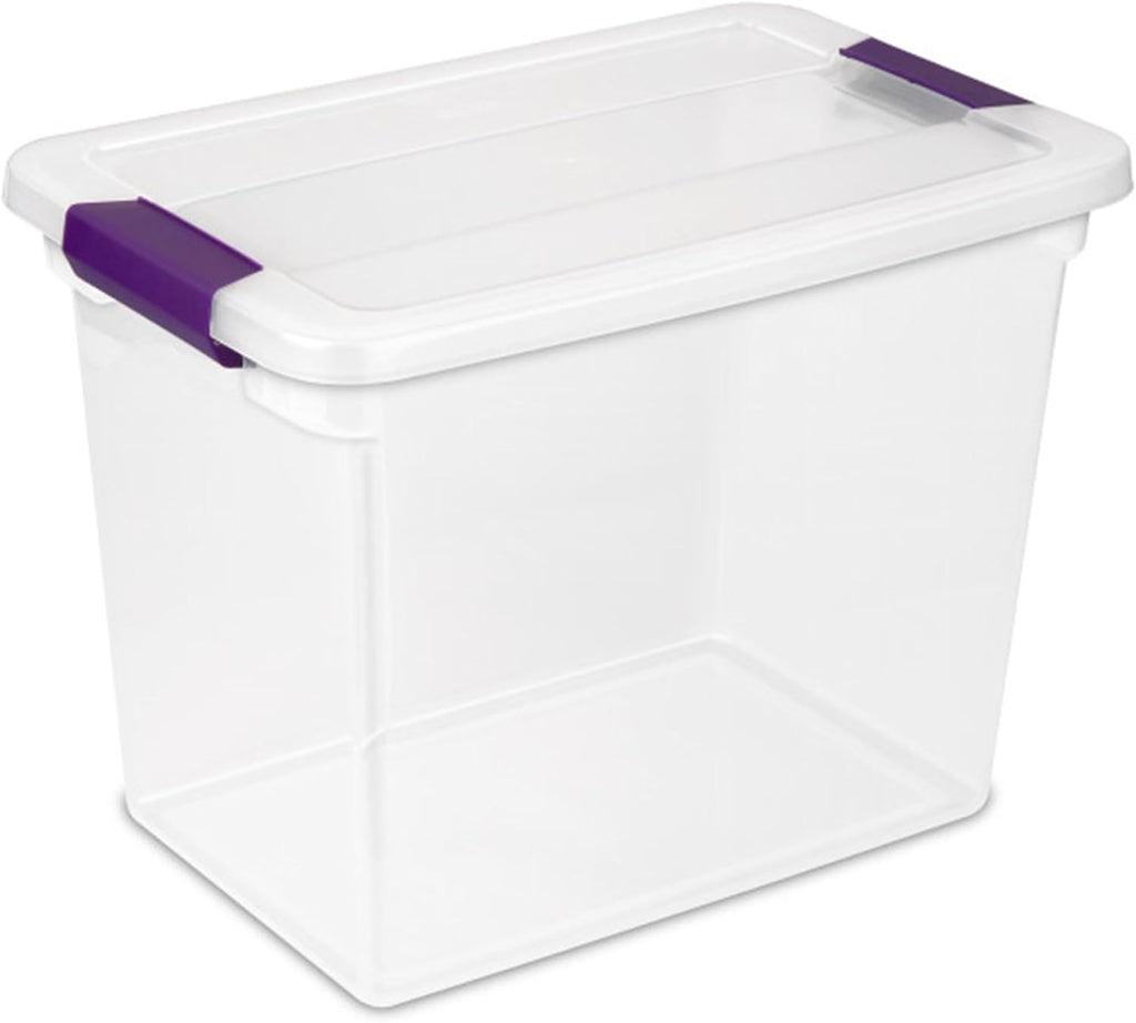 Sterilite 24-Pack 27 Quart ClearView Latch Box, Stackable Organizer Bins with Latching Lids - Clear