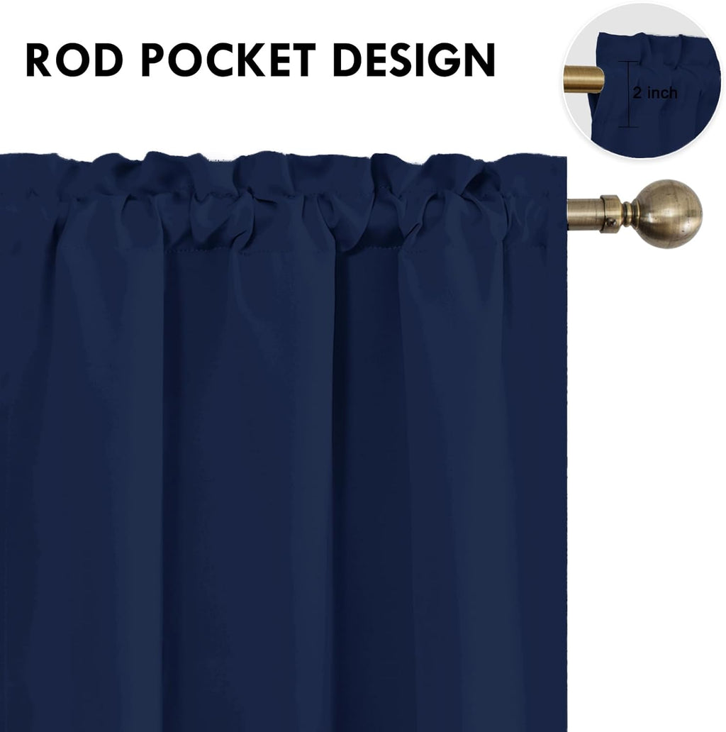 DWCN Navy Blue Blackout Curtains for Living Room 84 Inch Length 2 Panels Set Window Drapes Thermal