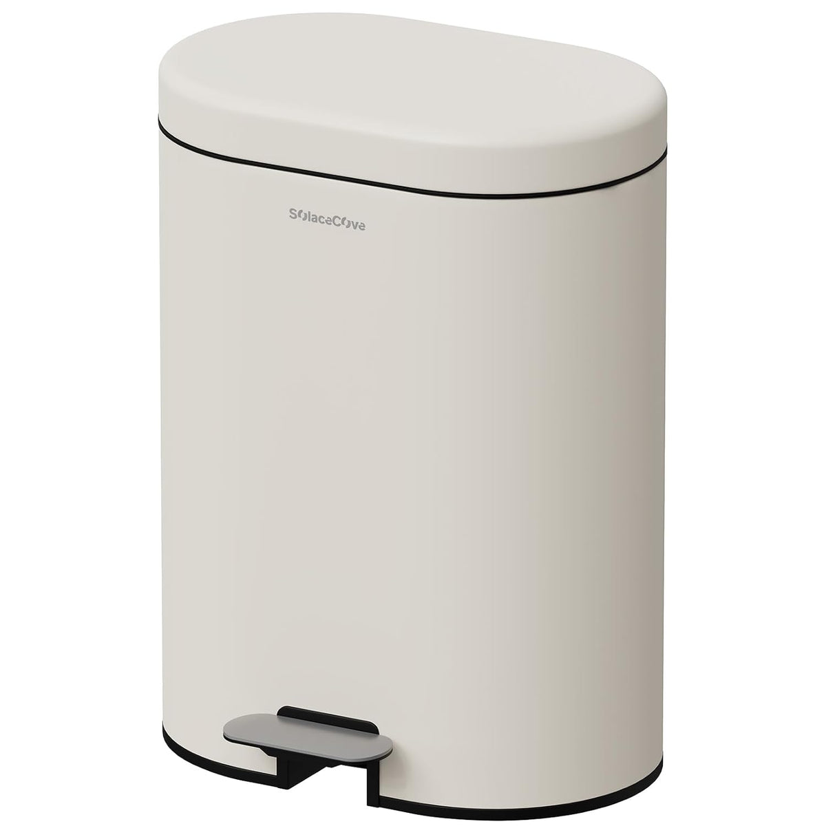 3.2Gallon Bathroom Trash Bin with Soft Close Lid,Oval Brushed Stainless Steel Garbage Can with