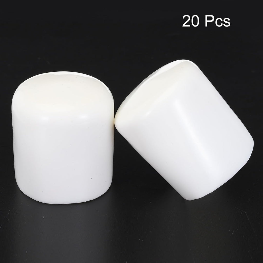 uxcell 20pcs Rubber End Caps 38mm ID Vinyl Round Tube Bolt Cap Cover Screw Thread Protectors White